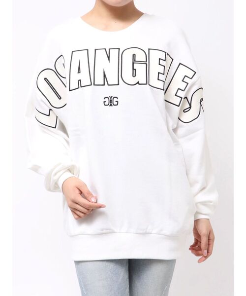 GYDA（ジェイダ）の「【ZOZO限定】サテン×刺繍の組み合わせロゴがかわいい！LOS ANGELES 2WAYスウェットトップス（スウェット・レディース・オフホワイト/ブラック/グリーン/ネイビー/グレー・FREE）」の6枚目の写真