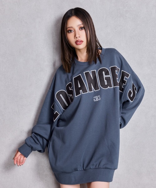 GYDA（ジェイダ）の「【ZOZO限定】サテン×刺繍の組み合わせロゴがかわいい！LOS ANGELES 2WAYスウェットトップス（スウェット・レディース・オフホワイト/ブラック/グリーン/ネイビー/グレー・FREE）」の5枚目の写真