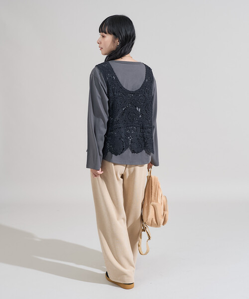 限定展開 ＜セットアイテム＞ レースベスト ロンT セット（Tシャツ
