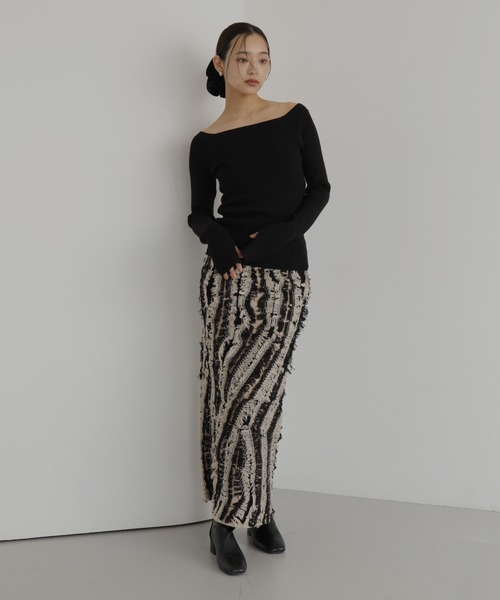 hellam(へラム)の「MIXフリンジタイトスカート(スカート・レディース・ブラウン/ブラック/ブラックミックス・FREE)」の16枚目の写真