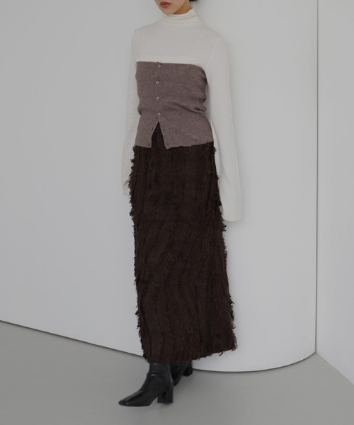 hellam(へラム)の「MIXフリンジタイトスカート(スカート・レディース・ブラウン/ブラック/ブラックミックス・FREE)」の14枚目の写真
