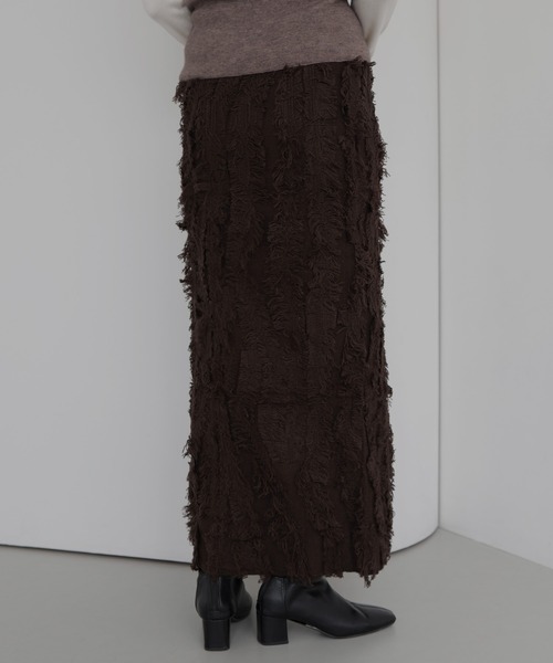 hellam(へラム)の「MIXフリンジタイトスカート(スカート・レディース・ブラウン/ブラック/ブラックミックス・FREE)」の13枚目の写真