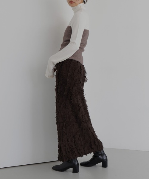 hellam(へラム)の「MIXフリンジタイトスカート(スカート・レディース・ブラウン/ブラック/ブラックミックス・FREE)」の21枚目の写真