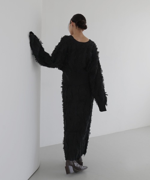 hellam(へラム)の「MIXフリンジタイトスカート(スカート・レディース・ブラウン/ブラック/ブラックミックス・FREE)」の7枚目の写真