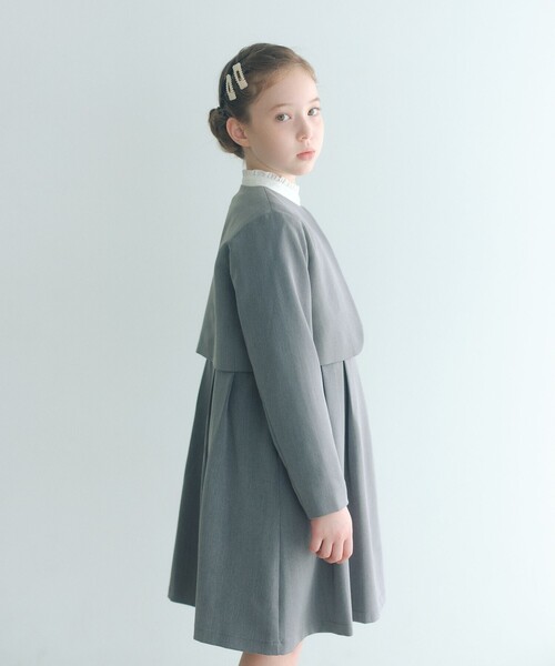 green label relaxing（グリーンレーベルリラクシング）の「ボレロ + ジャンパースカート セット / キッズ 140cm-160cm（スーツセット・キッズ・グレー/ベージュ・160cm/150cm/140cm）」の4枚目の写真