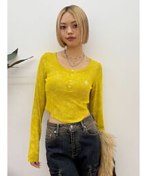 EVRIS（エヴリス）の「ワンポイントヘンリーネックトップス（Tシャツ/カットソー・レディース）」
