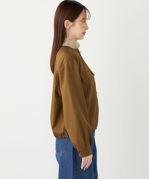 セール】SHIPS Colors:〈手洗い可能〉ツイル ノーカラー ジップ