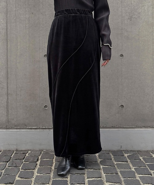 &g'aime】ベロアメロータイトスカート Velour Merrow Tight Skirt