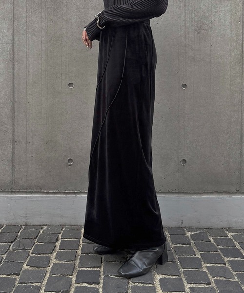 &g'aime（アンジェム）の「【&g'aime】ベロアメロータイトスカート　Velour Merrow Tight Skirt（スカート・レディース・ブラック/グレー/ブラウン・FREE）」の7枚目の写真