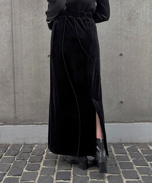 &g'aime（アンジェム）の「【&g'aime】ベロアメロータイトスカート　Velour Merrow Tight Skirt（スカート・レディース・ブラック/グレー/ブラウン・FREE）」の12枚目の写真