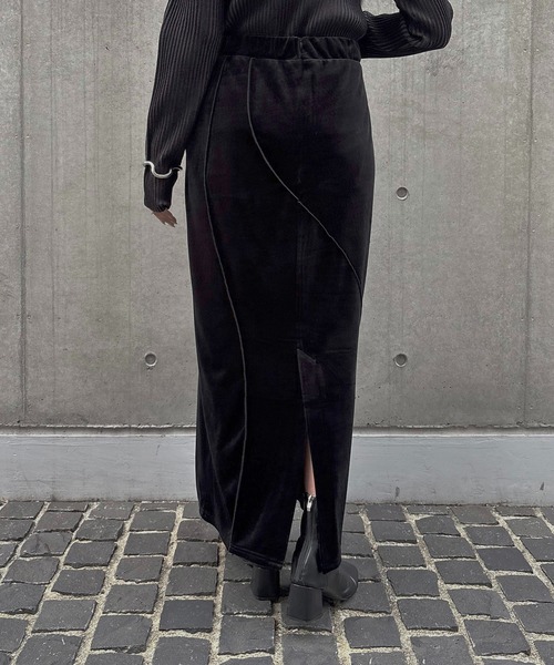 &g'aime（アンジェム）の「【&g'aime】ベロアメロータイトスカート　Velour Merrow Tight Skirt（スカート・レディース・ブラック/グレー/ブラウン・FREE）」の8枚目の写真