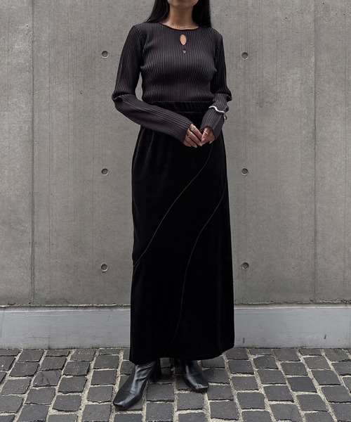 &g'aime（アンジェム）の「【&g'aime】ベロアメロータイトスカート　Velour Merrow Tight Skirt（スカート・レディース・ブラック/グレー/ブラウン・FREE）」の11枚目の写真
