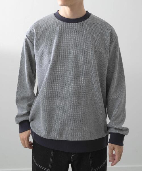 ITEMS URBANRESEARCH(アイテムズ アーバンリサーチ)の「バーズアイ ジャカード スウェット(スウェット・メンズ・ダークブラウン/ベージュ/ネイビー・MEDIUM/LARGE)」の3枚目の写真