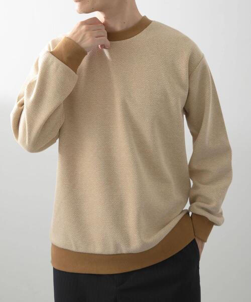 ITEMS URBANRESEARCH(アイテムズ アーバンリサーチ)の「バーズアイ ジャカード スウェット(スウェット・メンズ・ダークブラウン/ベージュ/ネイビー・MEDIUM/LARGE)」の4枚目の写真