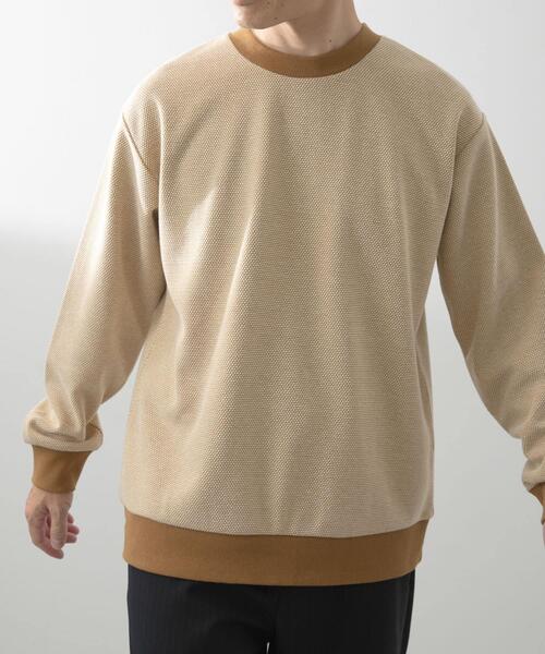 ITEMS URBANRESEARCH(アイテムズ アーバンリサーチ)の「バーズアイ ジャカード スウェット(スウェット・メンズ・ダークブラウン/ベージュ/ネイビー・MEDIUM/LARGE)」の8枚目の写真