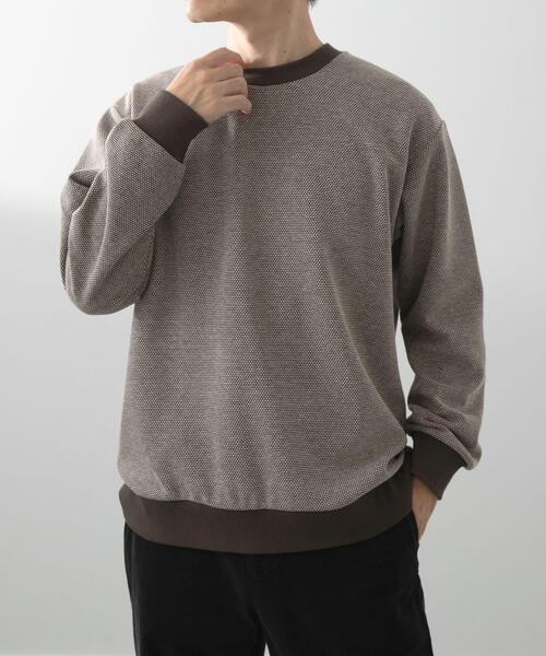 ITEMS URBANRESEARCH(アイテムズ アーバンリサーチ)の「バーズアイ ジャカード スウェット(スウェット・メンズ・ダークブラウン/ベージュ/ネイビー・MEDIUM/LARGE)」の12枚目の写真
