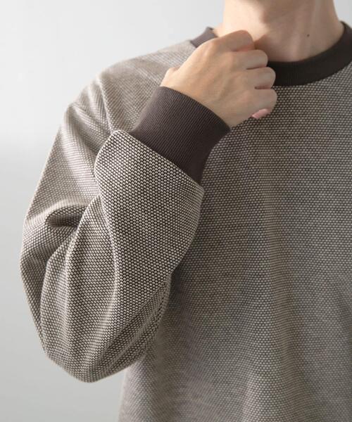 ITEMS URBANRESEARCH(アイテムズ アーバンリサーチ)の「バーズアイ ジャカード スウェット(スウェット・メンズ・ダークブラウン/ベージュ/ネイビー・MEDIUM/LARGE)」の15枚目の写真
