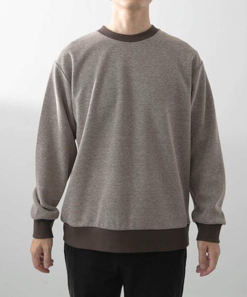 ITEMS URBANRESEARCH(アイテムズ アーバンリサーチ)の「バーズアイ ジャカード スウェット(スウェット・メンズ・ダークブラウン/ベージュ/ネイビー・MEDIUM/LARGE)」の17枚目の写真