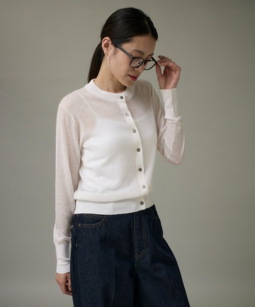 I.T.'S international（イッツインターナショナル）の「クルーネックニットカーディガン《Melty air wool》（カーディガン/ボレロ・レディース・ピンク/オフホワイト/ブルー/ブラック/グレー・フリー）」の2枚目の写真