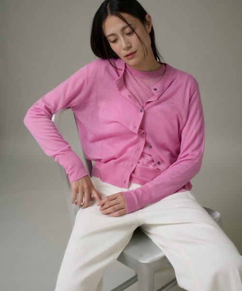 I.T.'S international（イッツインターナショナル）の「クルーネックニットカーディガン《Melty air wool》（カーディガン/ボレロ・レディース・ピンク/オフホワイト/ブルー/ブラック/グレー・フリー）」の5枚目の写真