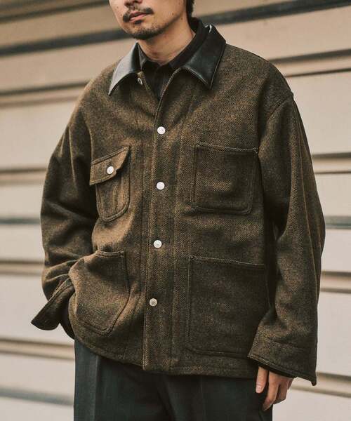 オールド アメカジ CORISCO フレアモチーフ ニットカバーオールジャケット ウールツイード カバーオール（カバーオール）｜417 EDIFICE（フォー