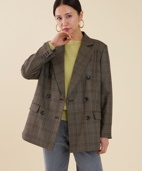 marmors（マルモア）の「【marmors】double tailored jacket（テーラードジャケット・レディース・ブラウン/チャコールグレー/マルチ・36）」の2枚目の写真