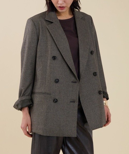 marmors（マルモア）の「【marmors】double tailored jacket（テーラードジャケット・レディース・ブラウン/チャコールグレー/マルチ・36）」の3枚目の写真