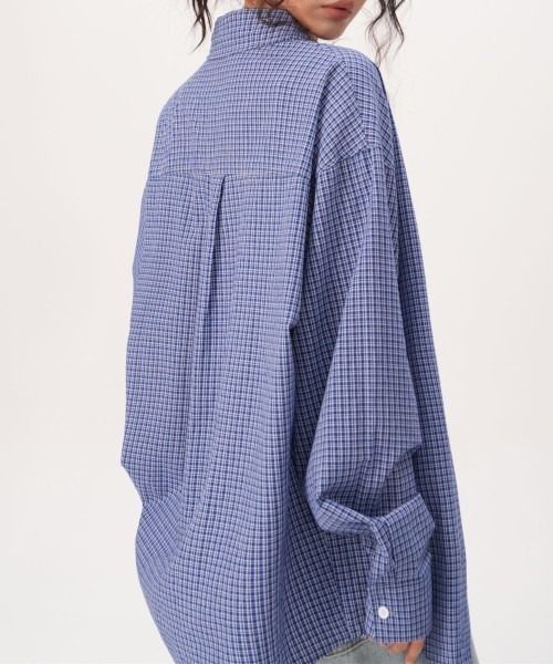 B.I.D.（ビーアイディー）の「《Bz》ブルーチェックシャツ ルーズシルエット（25MA/EKW124）（シャツ/ブラウス・レディース・ブルー・FREE）」の4枚目の写真