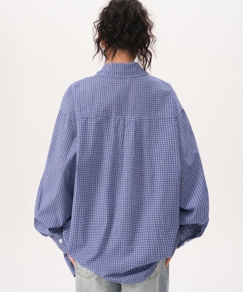 B.I.D.（ビーアイディー）の「《Bz》ブルーチェックシャツ ルーズシルエット（25MA/EKW124）（シャツ/ブラウス・レディース・ブルー・FREE）」の7枚目の写真