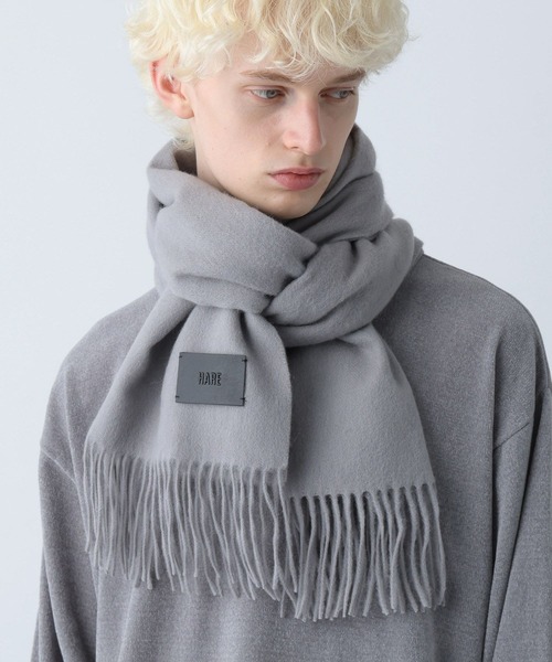HARE（ハレ）の「カシミヤウールマフラー(HARE)（マフラー・メンズ・グレー/ブラック/レッド/ブルー・FREE）」の2枚目の写真