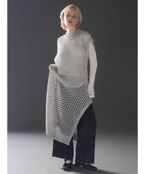 :ETHROF(イーサオブ)の「BACK OPEN MESH KNIT DRESS(ニット/セーター・レディース・ブラック/グレー・FREE)」の22枚目の写真