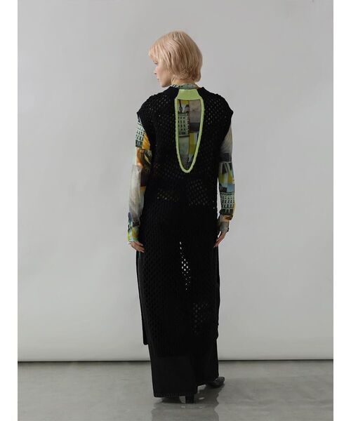 :ETHROF(イーサオブ)の「BACK OPEN MESH KNIT DRESS(ニット/セーター・レディース・ブラック/グレー・FREE)」の10枚目の写真