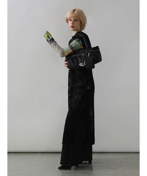 :ETHROF(イーサオブ)の「BACK OPEN MESH KNIT DRESS(ニット/セーター・レディース・ブラック/グレー・FREE)」の11枚目の写真