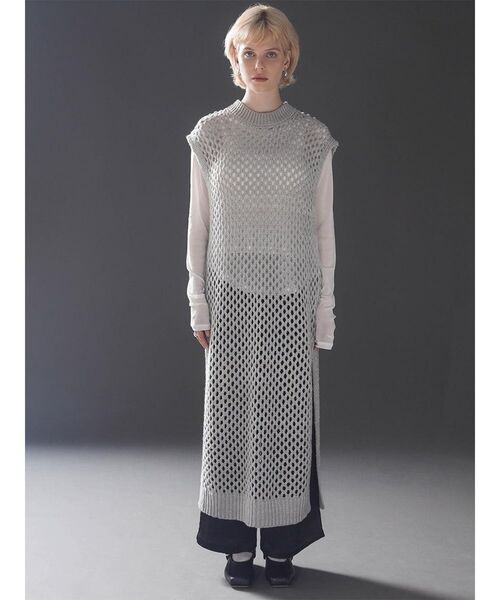:ETHROF(イーサオブ)の「BACK OPEN MESH KNIT DRESS(ニット/セーター・レディース・ブラック/グレー・FREE)」の13枚目の写真