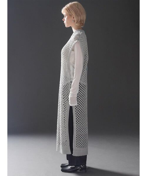 :ETHROF(イーサオブ)の「BACK OPEN MESH KNIT DRESS(ニット/セーター・レディース・ブラック/グレー・FREE)」の14枚目の写真
