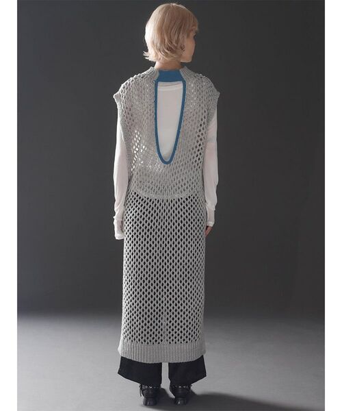 :ETHROF(イーサオブ)の「BACK OPEN MESH KNIT DRESS(ニット/セーター・レディース・ブラック/グレー・FREE)」の15枚目の写真