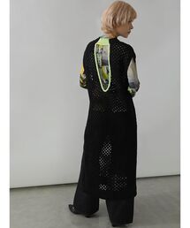 BACK OPEN MESH KNIT DRESS