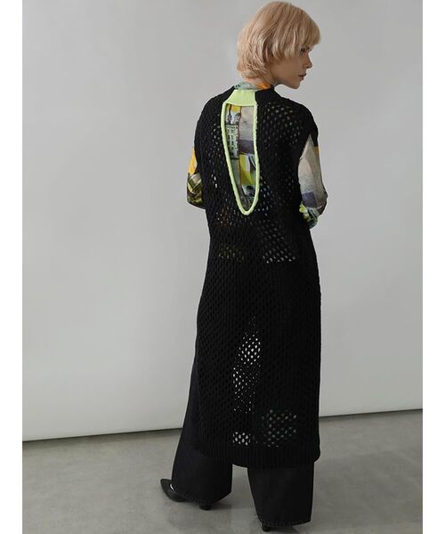 :ETHROF(イーサオブ)の「BACK OPEN MESH KNIT DRESS(ニット/セーター・レディース・ブラック/グレー・FREE)」の2枚目の写真