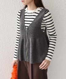 SHIPS Colors（シップス カラーズ）の「SHIPS Colors:〈手洗い可能〉ジップ ビスチェ × ボーダー ニット セット◇（ニット/セーター・レディース）」