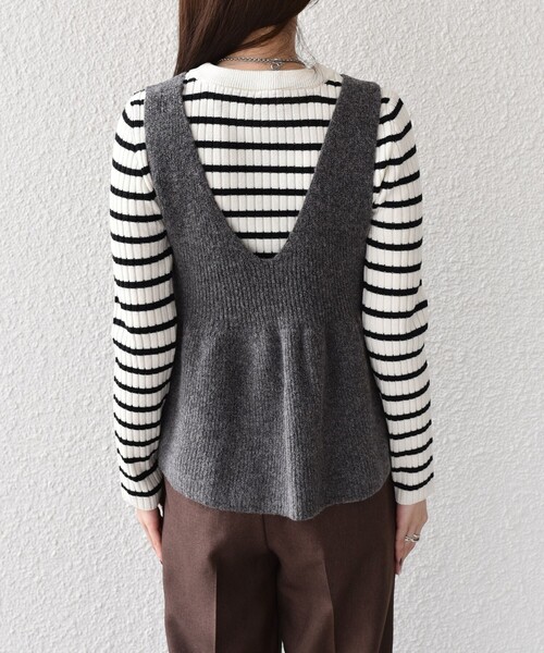SHIPS Colors(シップス カラーズ)の「SHIPS Colors:〈手洗い可能〉ジップ ビスチェ × ボーダー ニット セット◇(ニット/セーター・レディース・グレー/ブラウン・ONE SIZE)」の21枚目の写真
