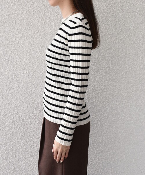 SHIPS Colors:〈手洗い可能〉ジップ ビスチェ × ボーダー ニット