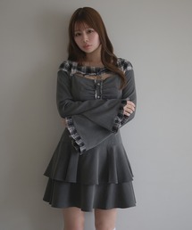 *M DOLLY original* Check accent coco tiered mini dress / チェックアクセントココ ティアードミニドレス
