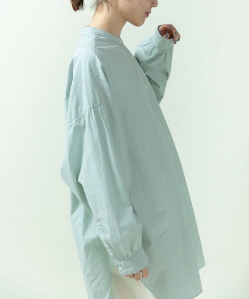 PAR ICI（パーリッシィ）の「【WEB限定カラー】オーガニックマグワッシャー ロング丈シャツ（シャツ/ブラウス・レディース・ネイビー/サックスブルー/ホワイト/グレー・FREE）」の8枚目の写真