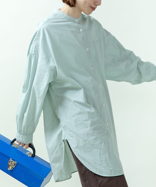 PAR ICI（パーリッシィ）の「【WEB限定カラー】オーガニックマグワッシャー ロング丈シャツ（シャツ/ブラウス・レディース・ネイビー/サックスブルー/ホワイト/グレー・FREE）」の19枚目の写真