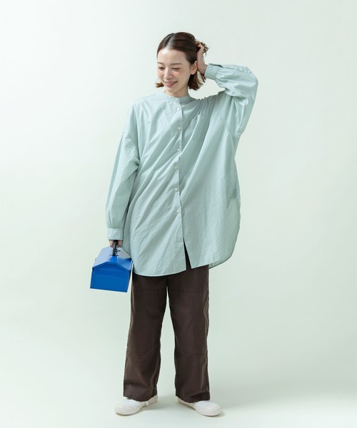 PAR ICI（パーリッシィ）の「【WEB限定カラー】オーガニックマグワッシャー ロング丈シャツ（シャツ/ブラウス・レディース・ネイビー/サックスブルー/ホワイト/グレー・FREE）」の22枚目の写真