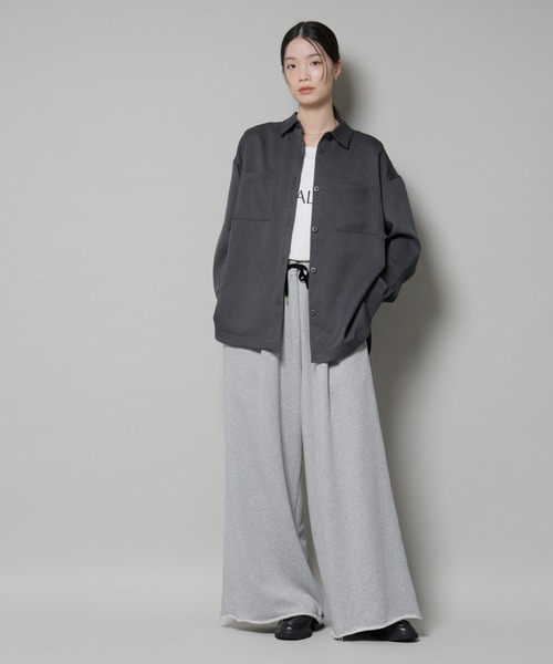 【週末限定お値下げ❗️】ナゴンスタンス loose shirt シャツ　グレー セール】ウールライクポリエステルワイドシルエットシャツ