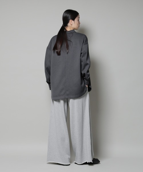 セール】ウールライクポリエステルワイドシルエットシャツ