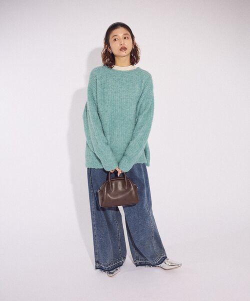 Green　Parks（グリーンパークス）の「ブークレMIXニットチュニック（ニット/セーター・レディース・グレー/アイボリー/グレイッシュベージュ/サックスブルー/ピンク・FREE）」の11枚目の写真