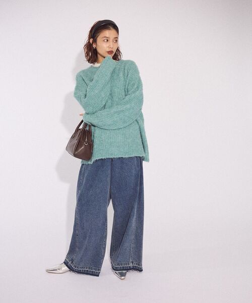 Green　Parks（グリーンパークス）の「ブークレMIXニットチュニック（ニット/セーター・レディース・グレー/アイボリー/グレイッシュベージュ/サックスブルー/ピンク・FREE）」の12枚目の写真