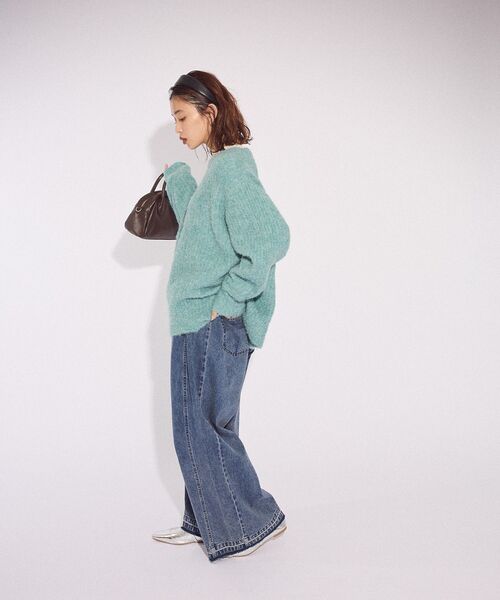 Green　Parks（グリーンパークス）の「ブークレMIXニットチュニック（ニット/セーター・レディース・グレー/アイボリー/グレイッシュベージュ/サックスブルー/ピンク・FREE）」の13枚目の写真